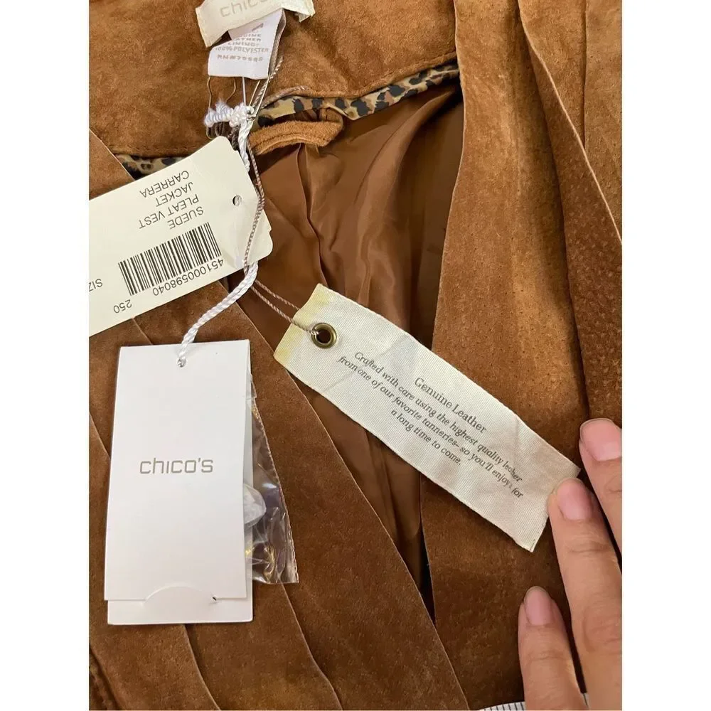 NWT Chicos 100% leather ruffle vest‎ size xl